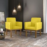 Kit 2 Poltronas Rosa Reforçada Penteadeira Quarto Amarelo