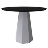 Mesa De Jantar Tampo Vidro 100 Cm Preto Base Off White