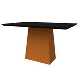 Mesa De Jantar Tampo Com Vidro Bella 135 Cm Preto Base Ypê