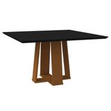 Mesa De Jantar Tampo Com Vidro Leka 135 Cm Preto Base Ypê