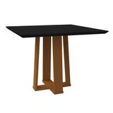 Mesa De Jantar Tampo Com Vidro Leka 100 Cm Preto Base Ypê