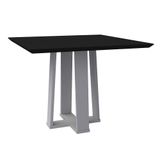 Mesa De Jantar Tampo Vidro Leka 100 Cm Preto Base Off White