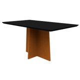 Mesa De Jantar Tampo Com Vidro Angra 160 Cm Preto Base Ypê