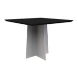 Mesa De Jantar Tampo Vidro Tina 100 Cm Preto Base Off White