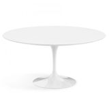 Mesa De Jantar Redonda 160 Cm + Vidro Laqueada Branca