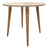 Mesa De Jantar Redonda 90cm 4 Lugares Tampo De Vidro Veneza C14 Off White - Mpozenato