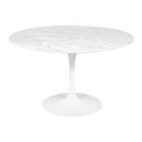 Mesa Saarinen Redonda Carrara 137cm - Base Branca