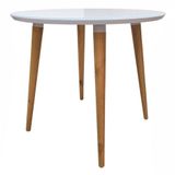 Mesa De Jantar Redonda 90cm 4 Lugares Tampo De Vidro Veneza C14 Branco - Mpozenato