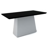 Mesa Jantar 6 Lugares Madeira Bárbara 1,60cm Off White Preto