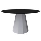 Mesa De Jantar 6 Lugares 1,35m Tampo Vidro Off White Preto