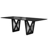 Mesa 6 Lugares 180cm Tampo De Vidro Preto/ébano