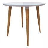 Mesa De Jantar Redonda 90cm 4 Lugares Tampo De Vidro Branco