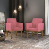 Kit 2 Poltronas Rosa Reforçada Penteadeira Quarto Rosa