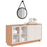 Balcão Aparador Buffet Com Espelho 67cm Noce Milano/preto