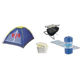 Kit Camping Barraca+ Churrasqueira + Isopor+ 4 Colchonetes