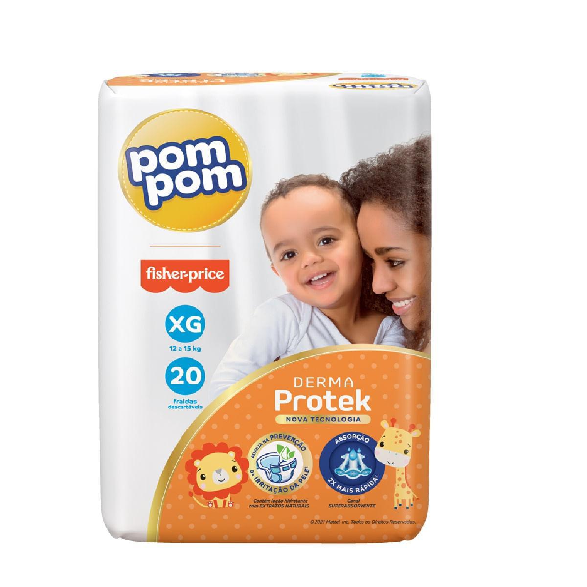 Fralda Pompom Derma Protek Jumbo Xg Com 20 Unidades