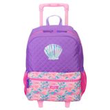 Mochila Escolar Sereia Plus Concha Infantil Rodinhas Tam G