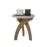 Mesa De Apoio Jade Off White Com Pinho E Tampo Redondo
