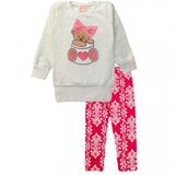 Conjunto Moletom Infantil Feminino Blusa e Legging Cotton 1 a 3 Anos