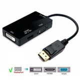 Adaptador Displayport X Hdmi Dvi Vga Fêmea Multiport 3x1