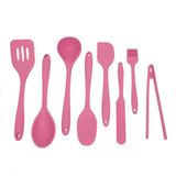 Kit De Utensílios De Silicone Com 8 Peças Rosa - Oikos