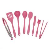 Kit De Utensílios De Silicone Com 8 Peças Rosa - Oikos