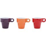 Jogo De Xicaras Café Coloridas 6 Cerâmica Suporte 50ml