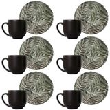 Conjunto Com 6 Xícaras E Pires Para Café Porto Brasil Coup Herbarium Em Cerâmica Feldspática 112ml