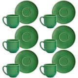 Conjunto Com 6 Xícaras E Pires Para Café Porto Brasil Coup Em Cerâmica Feldspática 112ml