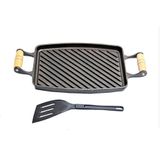 Chapa Bifeteira Grill Antiaderente Alça 31x24cm E Espátula