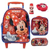 Kit Mochila Escolar Minnie Mouse Infantil Tam G Rodinhas