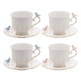 Conjunto 4 Xicaras Para Chá Porcelana Birds Wolff 200 Ml
