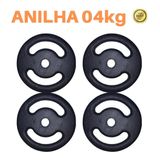 Kit 4 X Anilhas Super Premium De 4kg Ferro Pintada