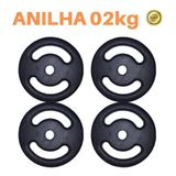 Kit 4 X Anilhas Super Premium De 2kg Ferro Pintada