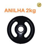 Anilha 2kg Emborrachada Super Premium Preta Academia/casa