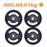 Kit 4 X Anilhas Super Premium De 1kg Ferro Pintada