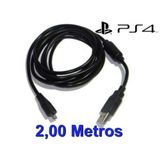 Kit 2 Cabos Usb Ps4 Playstation 4 Para Carregar Controle 2m