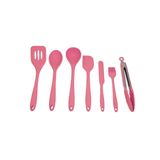 Kit De Utensílios De Silicone Com 7 Peças Rosa - Oikos