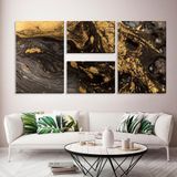 Conjunto de 4 Telas Decorativas em Canvas Brilho Dourado Único