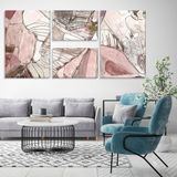 Conjunto de 4 Telas Decorativas em Canvas Abstract Rose Único