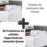 Kit 02 Protetor Colchão Capa Impermeável Branco Cama Queen