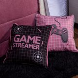 Par De Capa De Almofada Game Streamer Preto/rosê 45cm X 45cm Com Viés