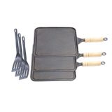 Kit 3 Bifeteiras Antiaderente Lisa 23x23cm E 3 Espátulas