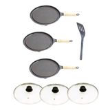 Kit 3 Bifeteiras Antiaderente Redonda Tv 23cm E Espátula