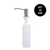 Dispenser Dosador Sabão Embutir Pia Escovado Kit 10 Uni