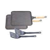 Kit 2 Bifeteiras Antiaderente Lisa 23x23cm E 2 Espátulas