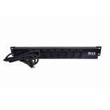 Calha Regua P Rack C 8 Tomadas 10a 19 Preto Max Eletron