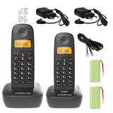 Combo Aparelho De Telefone Fixo Sem Fio Digital Bina E Ramal