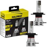 Par Lâmpada Haloway LED H4 Luz Branca Fria 12V 13W 6500K