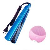 Kit 1 Prancha Nanotitanium + 1 Esponja Facial Rosa Bebê N28